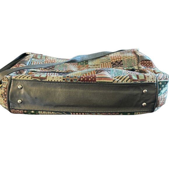 Vintage SAS Tapestry Quilt Leather Patchwork Crossbody Shoulder Purse - Picture 11 of 11